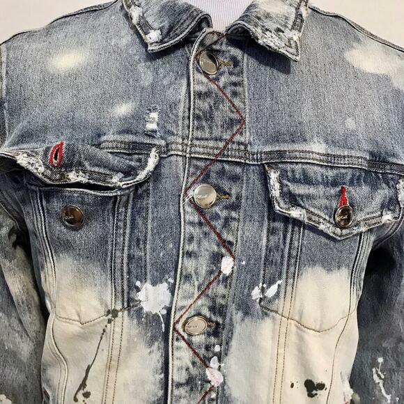 Preme NWOT Light Wash Bleached Jean Jacket Men M - Picture 11 of 14